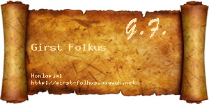 Girst Folkus névjegykártya